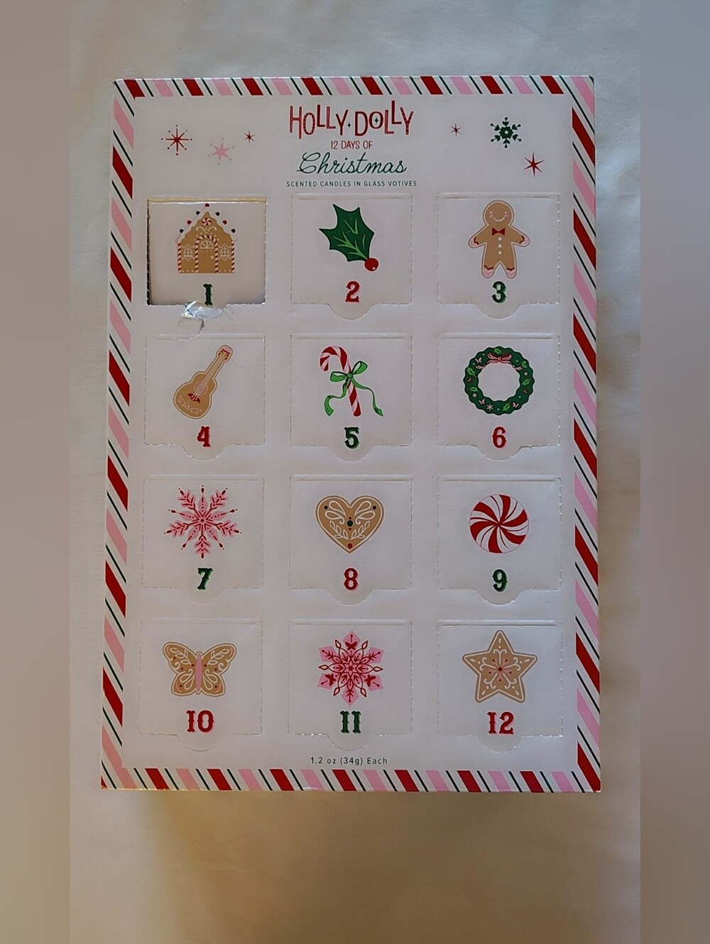 NWT Holly Dolly 12 Days of Christmas Candle Advent Calendar 1.2oz Each